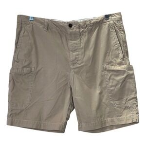 Outerknown Men's 36 Organic Cotton Utility Cargo Shorts Khaki Tan Button Fly